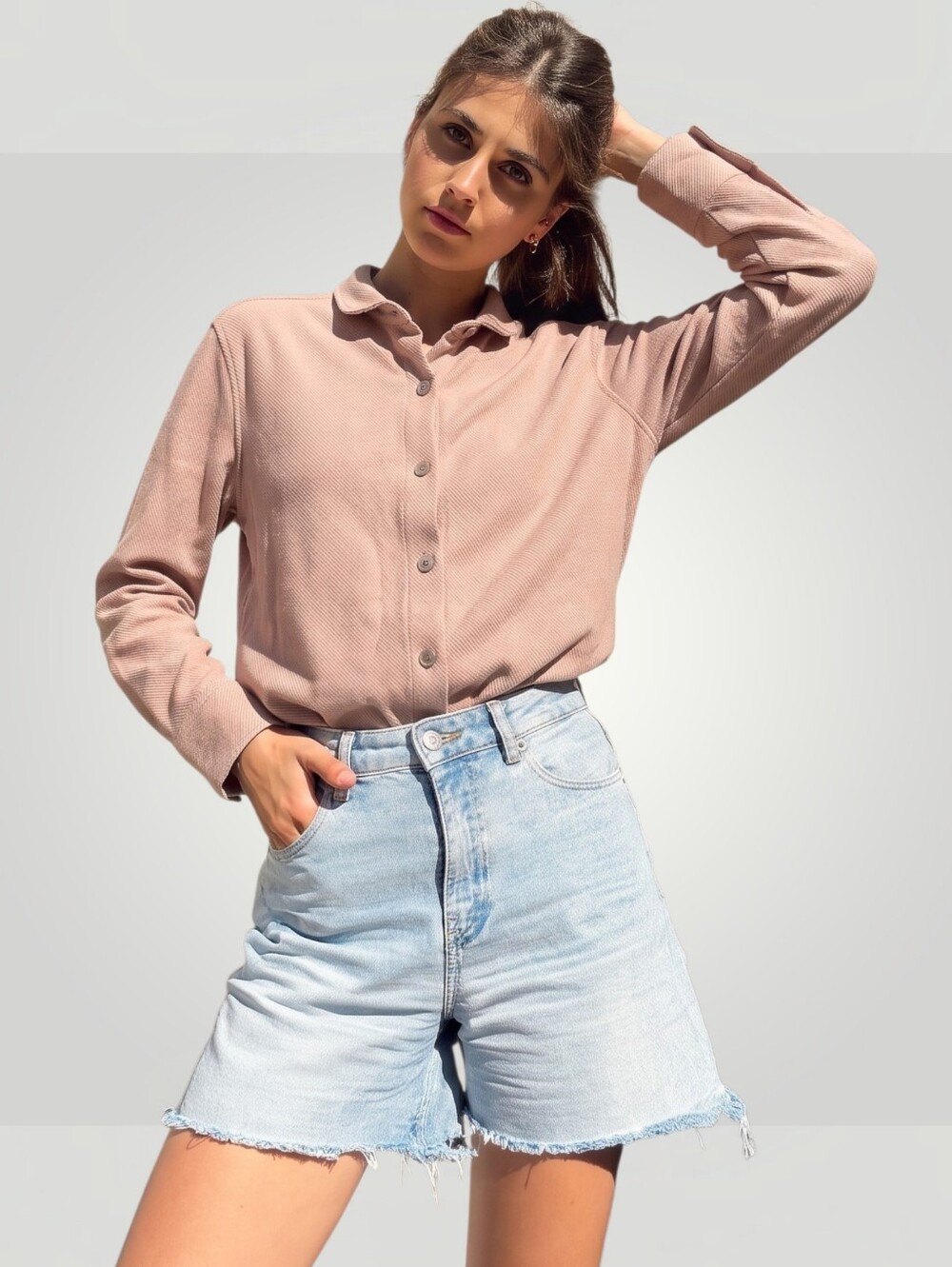 Johnnie-O Priscilla Button Down Shirt Medium Ash Rose Twill Cotton‎ Blend New